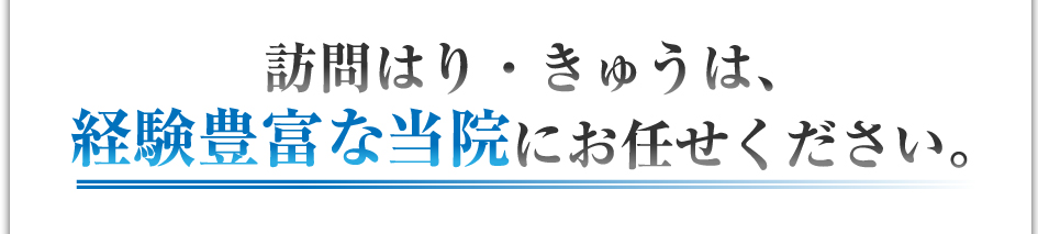 訪問はり・きゅうは、経験豊富な当院にお任せ下さい。